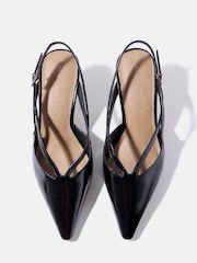 Mint Velvet Black Bianca Patent Slingback Heels - Image 4 of 6