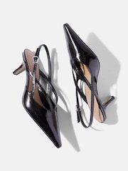 Mint Velvet Black Bianca Patent Slingback Heels - Image 5 of 6