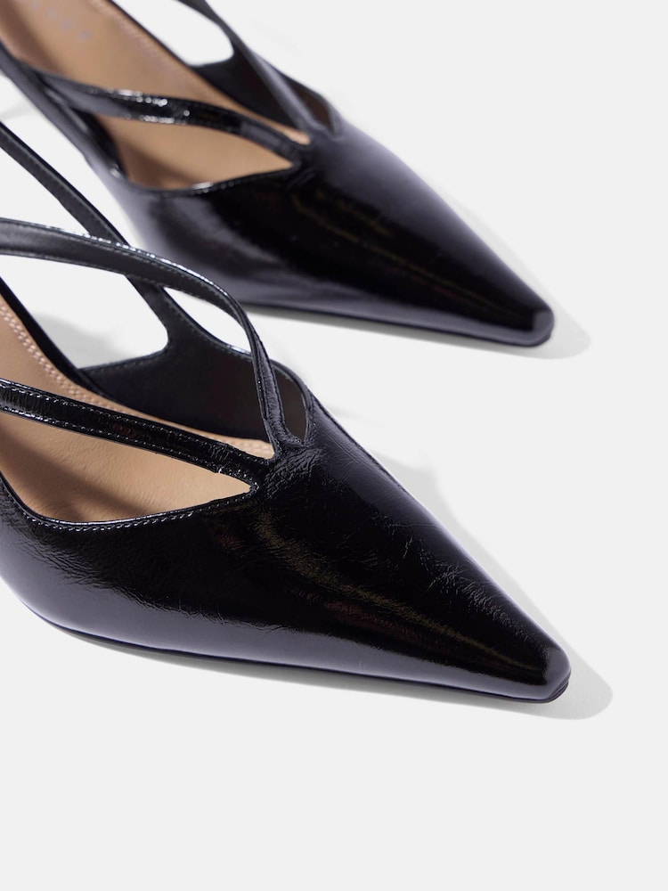 Mint Velvet Black Bianca Patent Slingback Heels - Image 6 of 6 Mint Velvet Black Bianca Patent Slingback Heels - Image 6 of 6