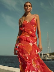 Forever New Orange Poppy Ruffle Gown - Image 1 of 6