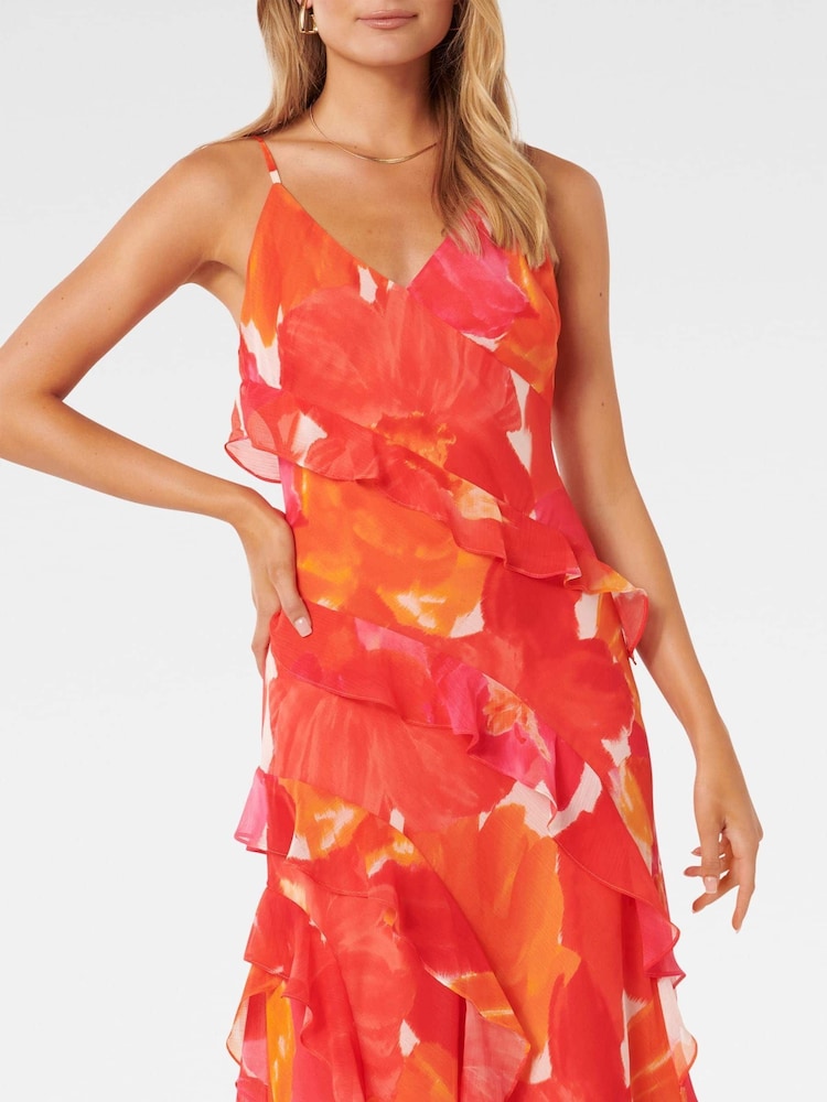 Forever New Orange Poppy Ruffle Gown - Image 4 of 6