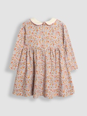JoJo Maman Bébé Mustard Floral Smocked Peter Pan Dress - Image 2 of 3