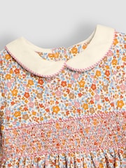 JoJo Maman Bébé Mustard Floral Smocked Peter Pan Dress - Image 3 of 3