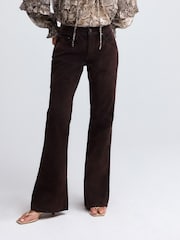 Brown Velvet Flocked Relaxed Bootcut 100% Cotton Jeans - Image 2 of 7