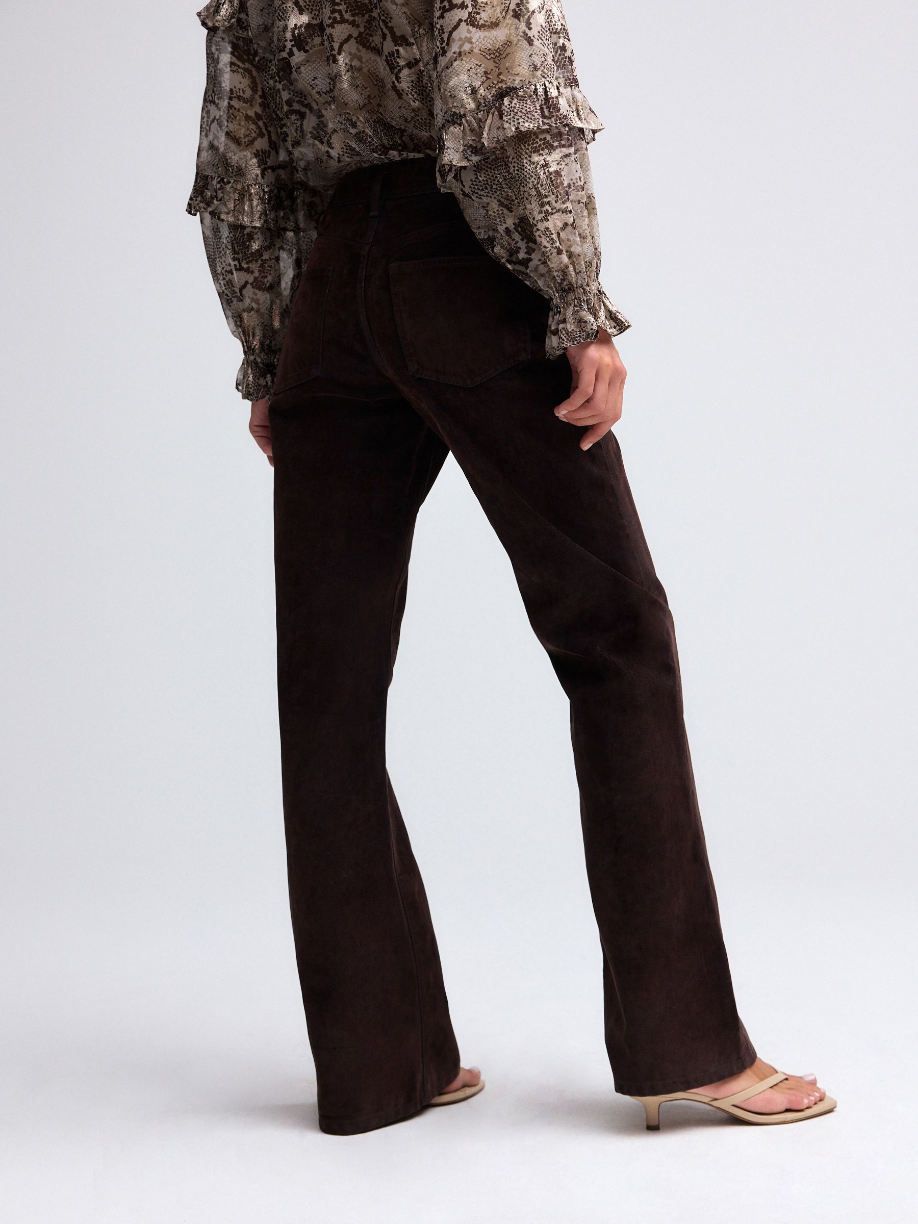 Buy Brown Velvet Flocked Relaxed Bootcut 100% Cotton Jeans