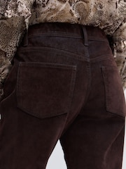Brown Velvet Flocked Relaxed Bootcut 100% Cotton Jeans - Image 4 of 7