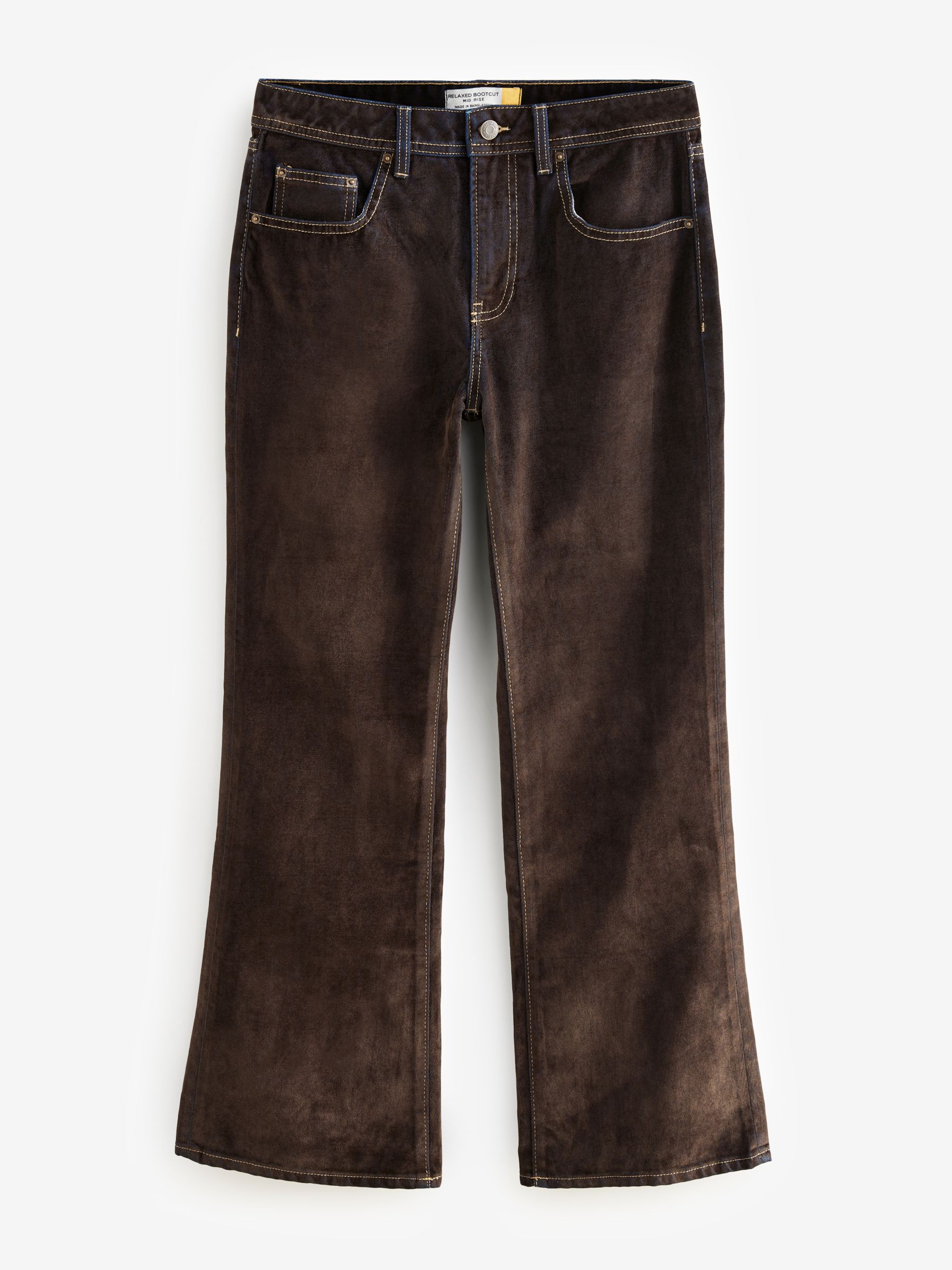 Next Brown Velvet Flocked Relaxed Bootcut Jeans