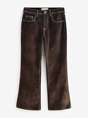 Brown Velvet Flocked Relaxed Bootcut 100% Cotton Jeans - Image 5 of 7