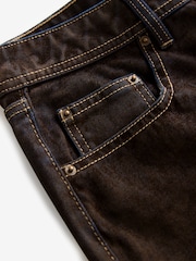 Brown Velvet Flocked Relaxed Bootcut 100% Cotton Jeans - Image 6 of 7