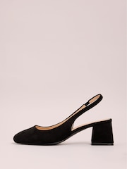 Friends Like These Black Regular Fit Round Toe Low Block Heel Slingback Court Shoe - Image 5 of 5