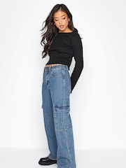 PixieGirl Petite Blue Utility Cargo Jeans - Image 2 of 4