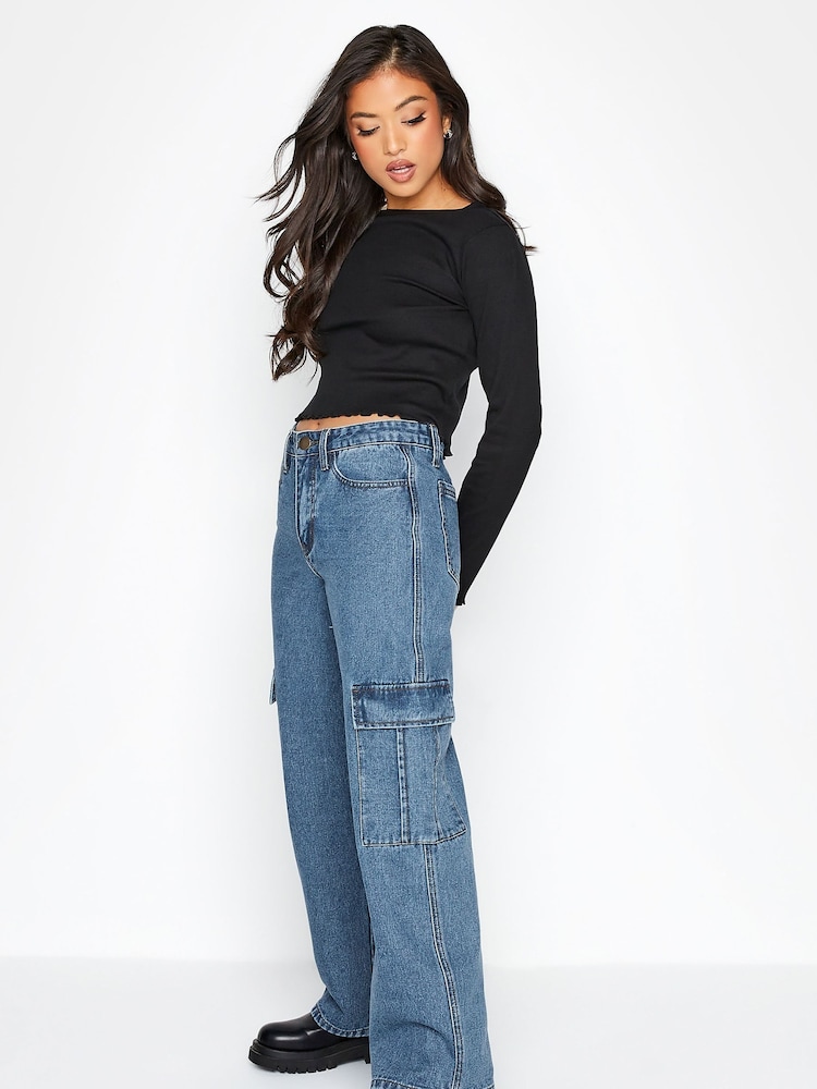 PixieGirl Petite Blue Utility Cargo Jeans - Image 2 of 4