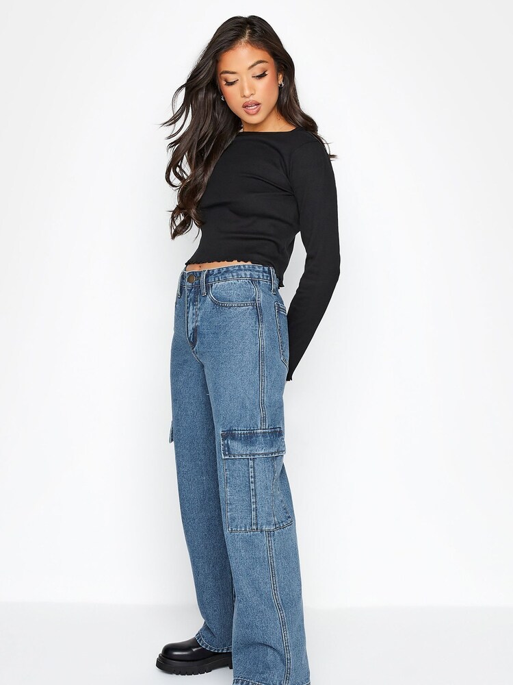 PixieGirl Petite Blue Utility Cargo Jeans - Image 2 of 4 PixieGirl Petite Blue Utility Cargo Jeans - Image 2 of 4