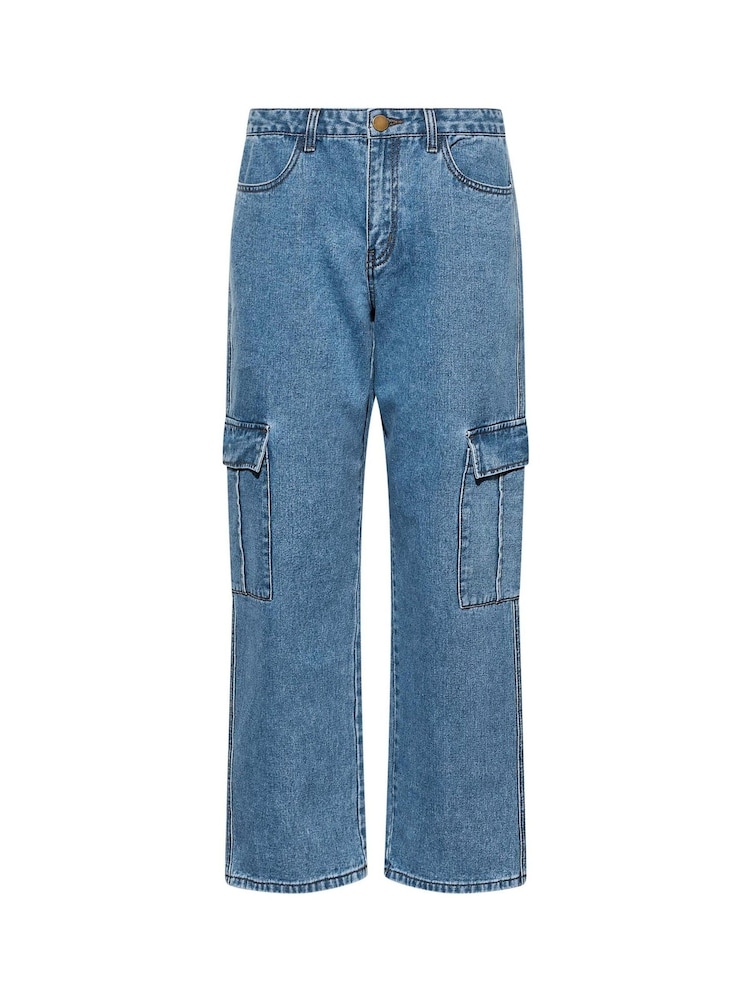 PixieGirl Petite Blue Utility Cargo Jeans - Image 4 of 4