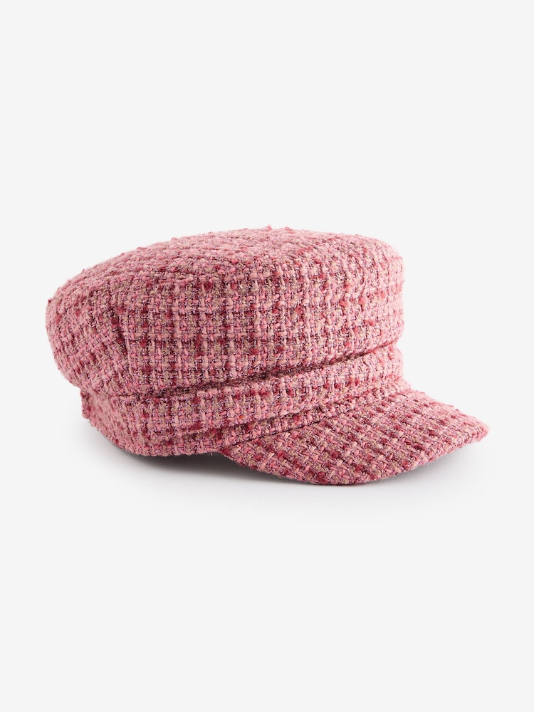 Pink Tweed Baker Boy Hat (1-16yrs) - Image 2 of 3 Pink Tweed Baker Boy Hat (1-16yrs) - Image 2 of 3