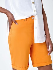 Roman Orange Tangerine Turned Hem Stretch Shorts - Image 5 of 5