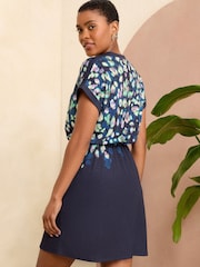 Love & Roses Navy Blue V Neck Jersey T-Shirt Mini Dress - Image 3 of 4