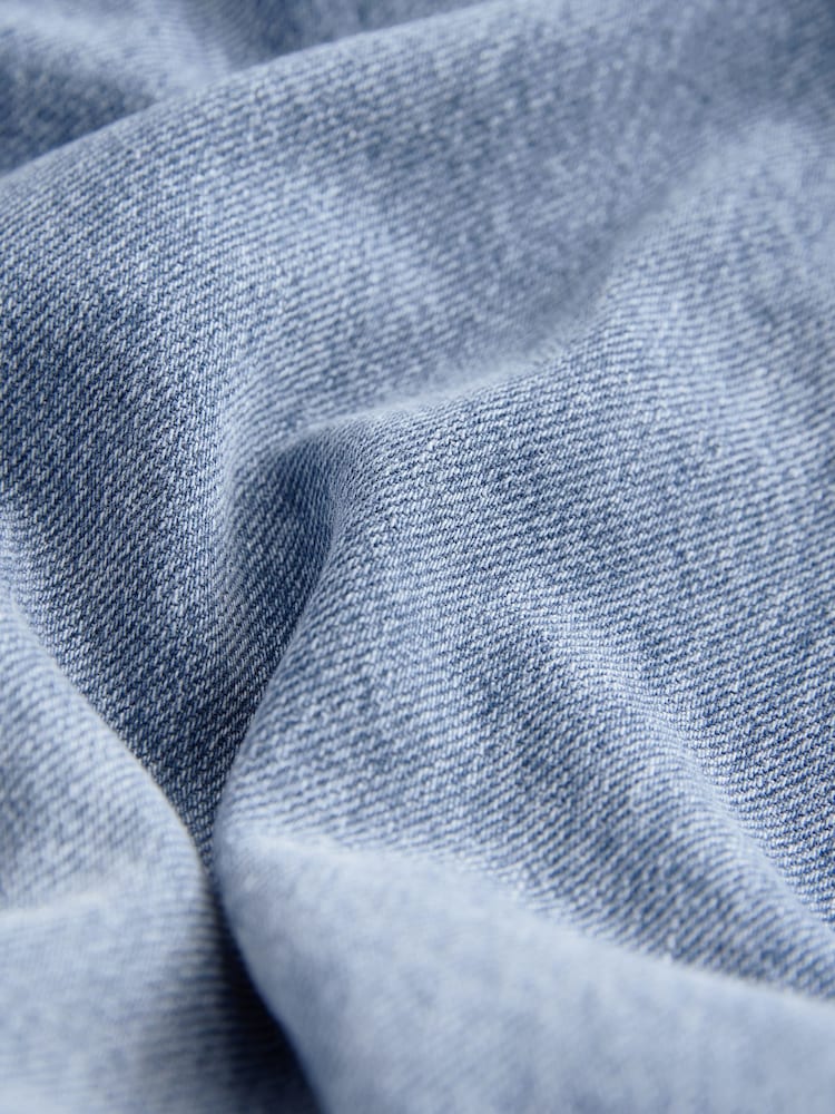 Mid Blue Side Stripe Palazzo Wide Leg 100% Cotton Jeans - Image 10 of 10