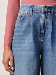 Mid Blue Side Stripe Palazzo Wide Leg 100% Cotton Jeans - Image 5 of 10