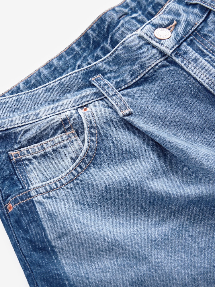 Mid Blue Side Stripe - Palazzo Wide Leg 100% Cotton Jeans - Image 8 of 10