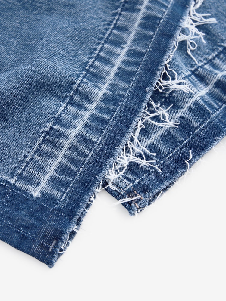 Mid Blue Side Stripe - Palazzo Wide Leg 100% Cotton Jeans - Image 9 of 10