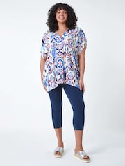 Roman Purple Roman Boho Print Pleat Front Top - Image 2 of 5