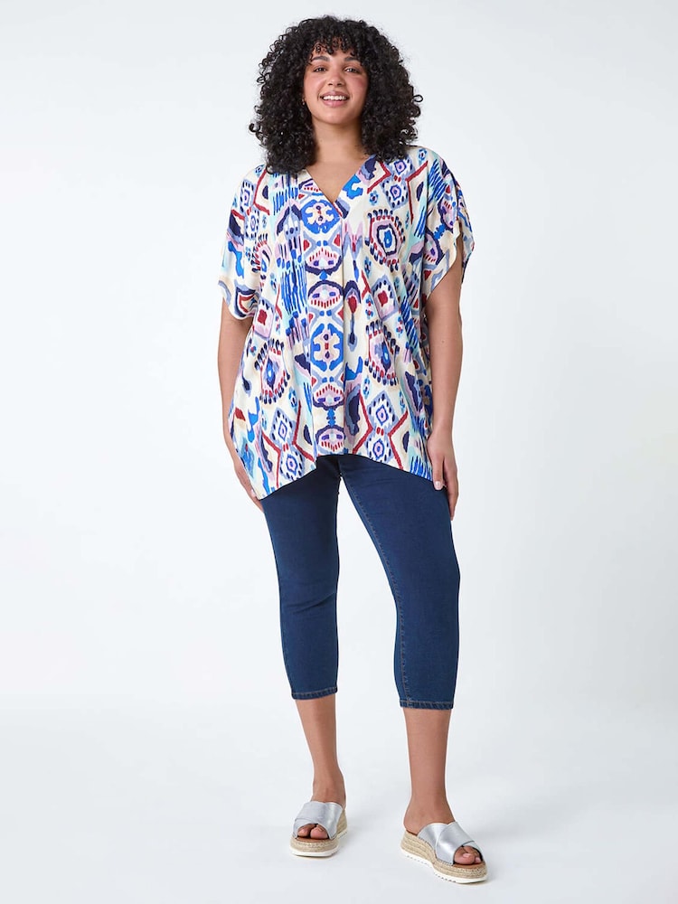 Roman Purple Roman Boho Print Pleat Front Top - Image 2 of 5