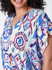 Roman Purple Roman Boho Print Pleat Front Top - Image 5 of 5