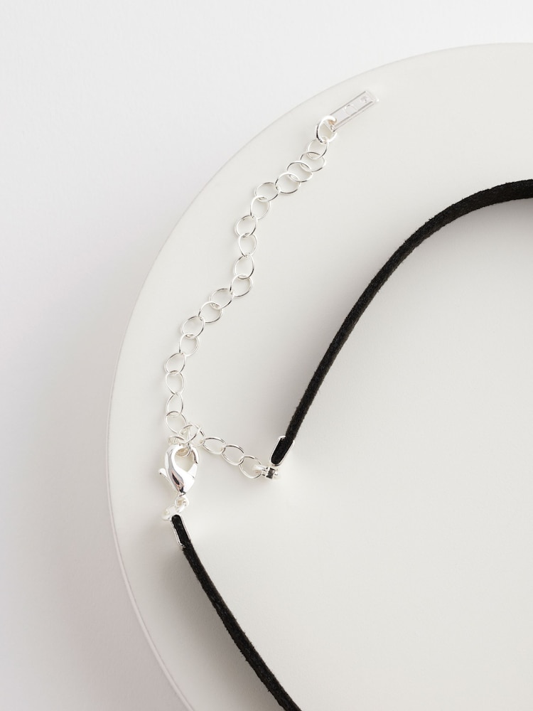 Silver Heart Drop Choker Made With Recycled Zinc - Image 5 of 5 Silver Heart Drop Choker Made With Recycled Zinc - Image 5 of 5