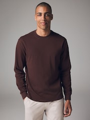 Коричневый - Long Sleeve Heavyweight 100% Cotton T-Shirt - Image 1 of 8