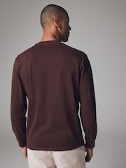Коричневый - Long Sleeve Heavyweight 100% Cotton T-Shirt - Image 2 of 8