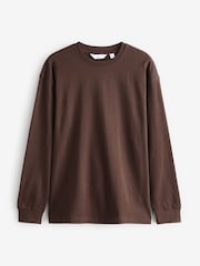 Коричневый - Long Sleeve Heavyweight 100% Cotton T-Shirt - Image 4 of 8