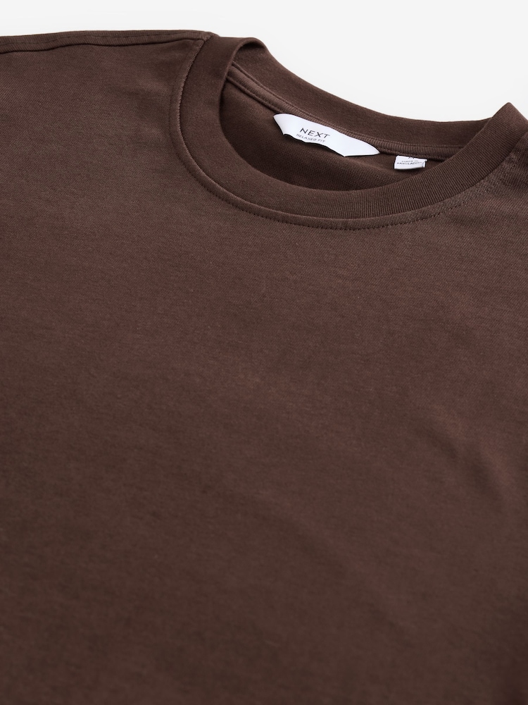 Brown Relaxed Fit Long Sleeve Heavyweight 100% Cotton T-Shirt - Image 6 of 8
