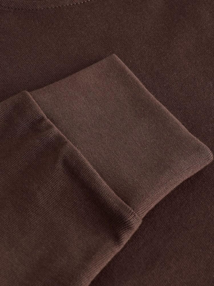 Brown Relaxed Fit Long Sleeve Heavyweight 100% Cotton T-Shirt - Image 7 of 8