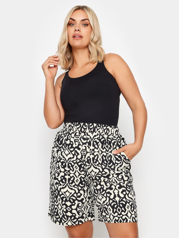 Yours Curve Black Woven Shorts - Image 1 of 5
