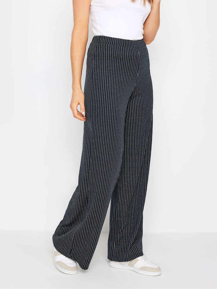 Long Tall Sally Blue Pinstripe Wide Leg Trousers - Image 2 of 5