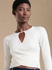 Sweaty Betty Lily White Mindful Flex Wrap Long Sleeve Top - Image 1 of 1