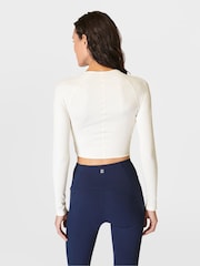 Sweaty Betty Lily White Mindful Flex Wrap Long Sleeve Top - Image 3 of 8