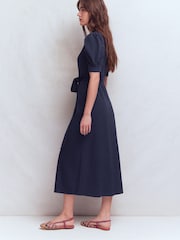 Boden Blue Puff Sleeve Ponte Shirt Dress - Image 3 of 5