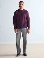 Burgundy Red Plain Regular Fit 100% Lambswool Premium Jumper - Image 2 of 9