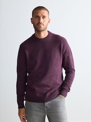 Burgundy Red Plain Regular Fit 100% Lambswool Premium Jumper - Image 5 of 9