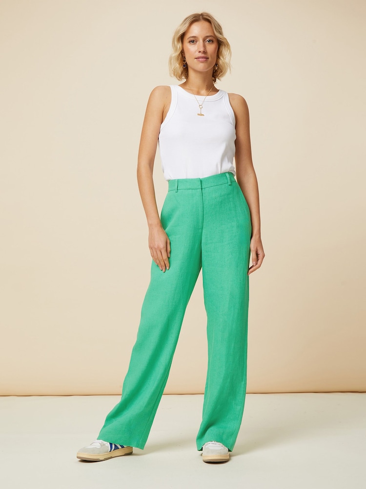 Aspiga Green Imi Linen Trousers - Image 1 of 6 Aspiga Green Imi Linen Trousers - Image 1 of 6