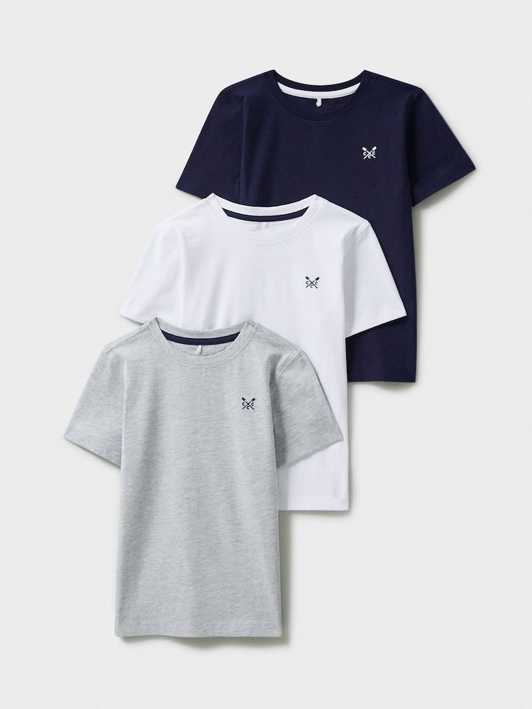 Crew Clothing Blue 100% Cotton T-Shirts 3 Pack - Image 1 of 3