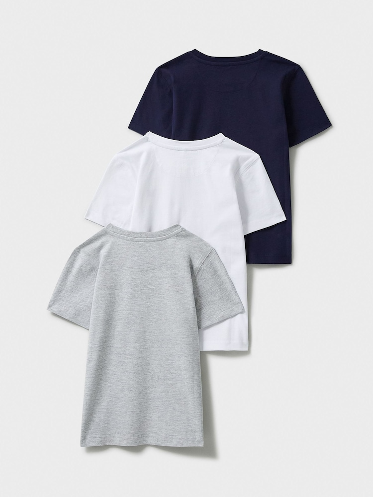 Crew Clothing Blue 100% Cotton T-Shirts 3 Pack - Image 2 of 3