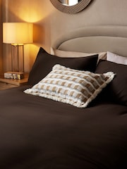 Chocolate Brown 400 Thread Count 100% Egyptian Cotton Sateen Luxury Duvet Cover and Pillowcase Set - Image 3 of 4