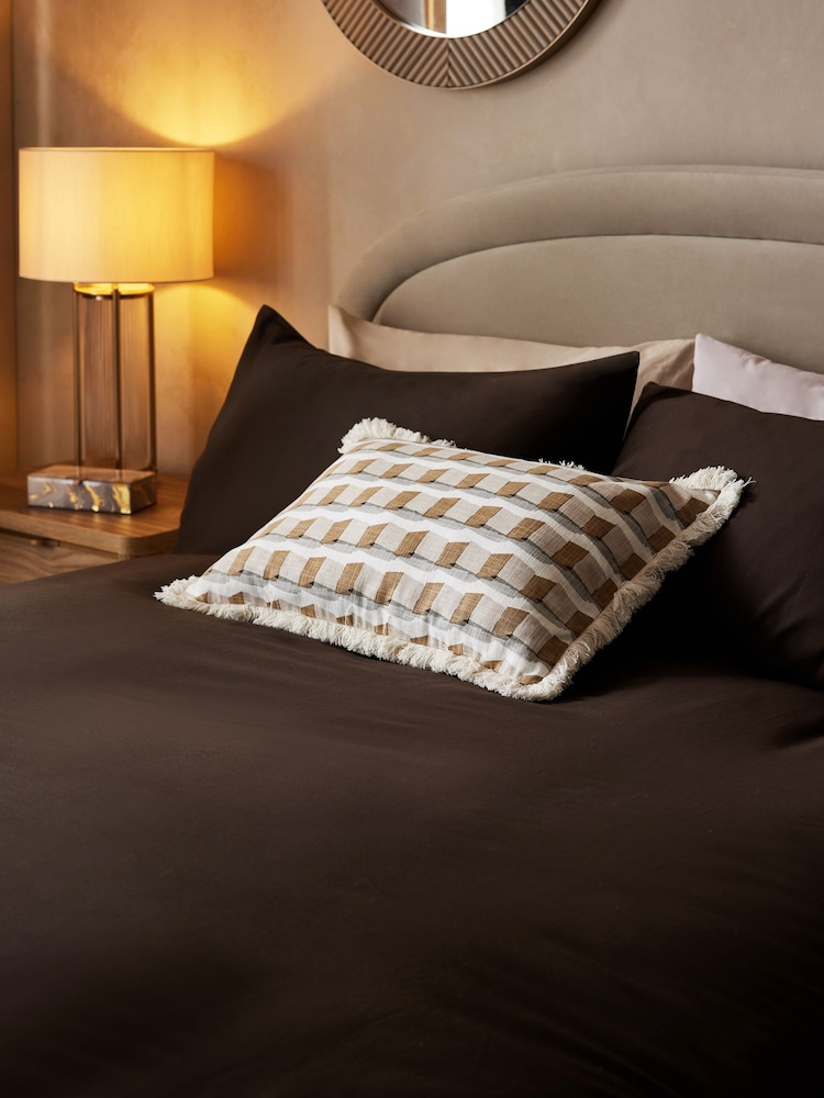 Chocolate Brown 400 Thread Count 100% Egyptian Cotton Sateen Luxury Duvet Cover and Pillowcase Set - Image 3 of 4