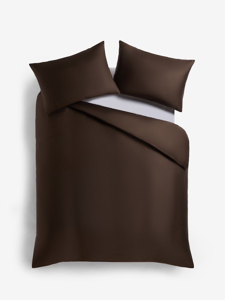 Chocolate Brown 400 Thread Count 100% Egyptian Cotton Sateen Luxury Duvet Cover and Pillowcase Set - Image 4 of 4