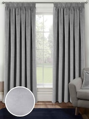 Enhanced Living Grey Thermal Blackout Oxford Readymade Curtains - Image 1 of 4