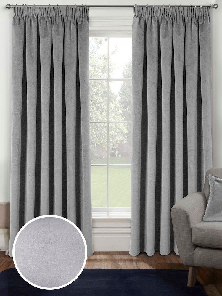 Enhanced Living Grey Thermal Blackout Oxford Readymade Curtains - Image 1 of 4
