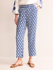 Boden Blue Crinkle Tapered Trousers - Image 2 of 5